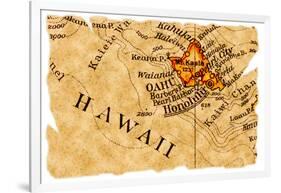 Honolulu Old Map-Pontuse-Framed Art Print