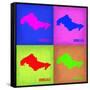 Honolulu Pop Art Map 1-NaxArt-Framed Stretched Canvas