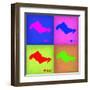 Honolulu Pop Art Map 1-NaxArt-Framed Art Print