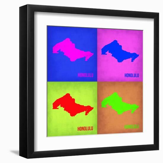 Honolulu Pop Art Map 1-NaxArt-Framed Art Print