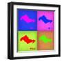 Honolulu Pop Art Map 1-NaxArt-Framed Art Print