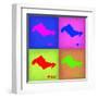 Honolulu Pop Art Map 1-NaxArt-Framed Art Print