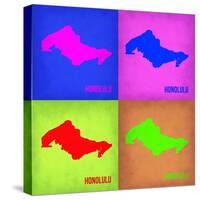 Honolulu Pop Art Map 1-NaxArt-Stretched Canvas