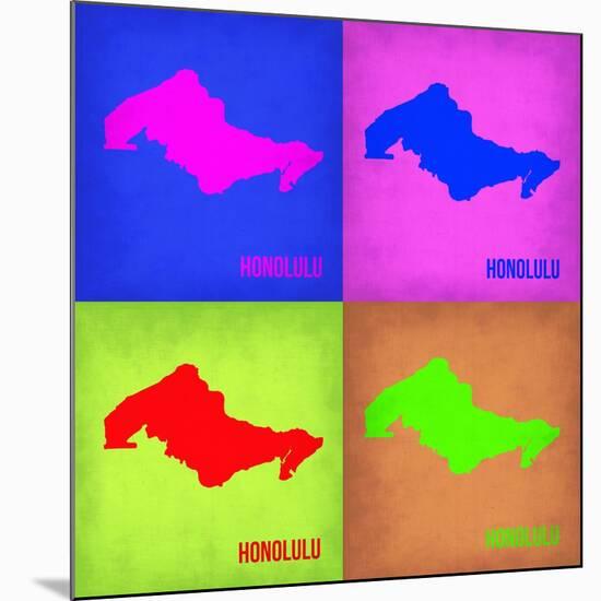 Honolulu Pop Art Map 1-NaxArt-Mounted Art Print