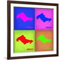 Honolulu Pop Art Map 1-NaxArt-Framed Art Print