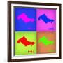 Honolulu Pop Art Map 1-NaxArt-Framed Art Print