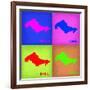 Honolulu Pop Art Map 1-NaxArt-Framed Art Print