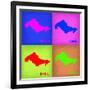 Honolulu Pop Art Map 1-NaxArt-Framed Art Print