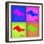 Honolulu Pop Art Map 1-NaxArt-Framed Art Print