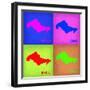 Honolulu Pop Art Map 1-NaxArt-Framed Art Print