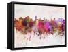 Honolulu Skyline in Watercolor Background-paulrommer-Framed Stretched Canvas