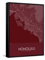Honolulu, United States of America Red Map-null-Framed Stretched Canvas