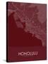 Honolulu, United States of America Red Map-null-Stretched Canvas