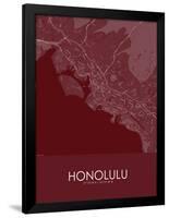 Honolulu, United States of America Red Map-null-Framed Poster