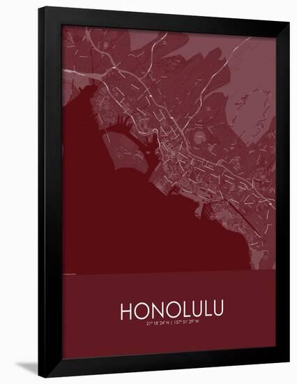 Honolulu, United States of America Red Map-null-Framed Poster