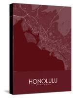 Honolulu, United States of America Red Map-null-Stretched Canvas