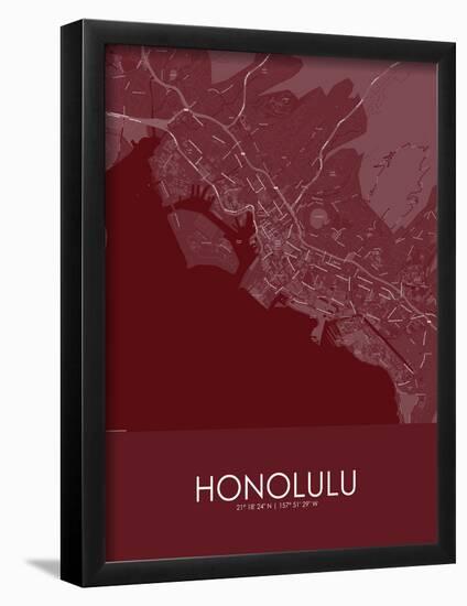 Honolulu, United States of America Red Map-null-Framed Poster