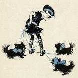 Girl Taking Pet Dogs for a Walk Getting Tangled Up-Honor C. Appleton-Art Print