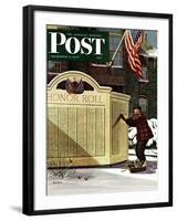 "Honoring the Dead," Saturday Evening Post Cover, December 4, 1943-Stevan Dohanos-Framed Giclee Print