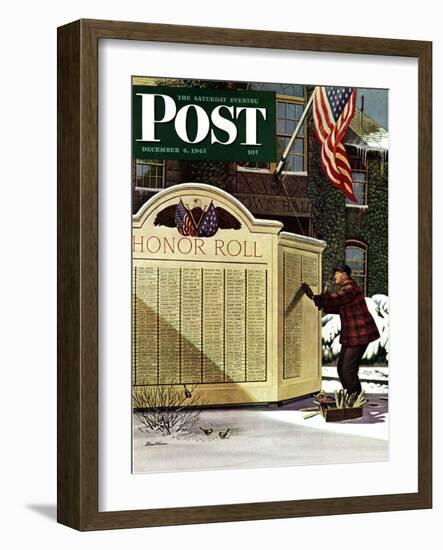 "Honoring the Dead," Saturday Evening Post Cover, December 4, 1943-Stevan Dohanos-Framed Giclee Print