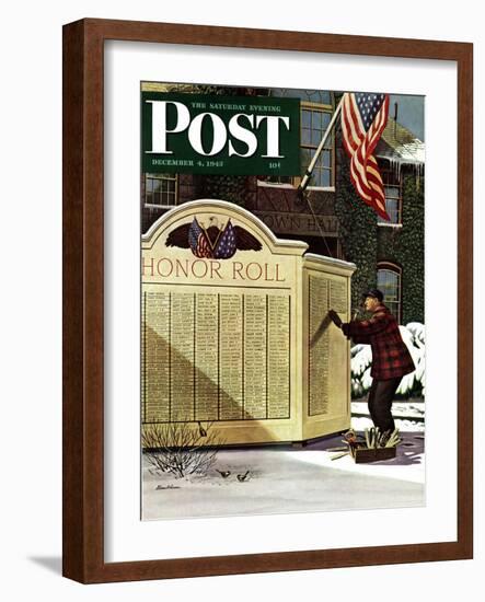 "Honoring the Dead," Saturday Evening Post Cover, December 4, 1943-Stevan Dohanos-Framed Giclee Print