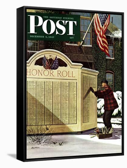 "Honoring the Dead," Saturday Evening Post Cover, December 4, 1943-Stevan Dohanos-Framed Stretched Canvas