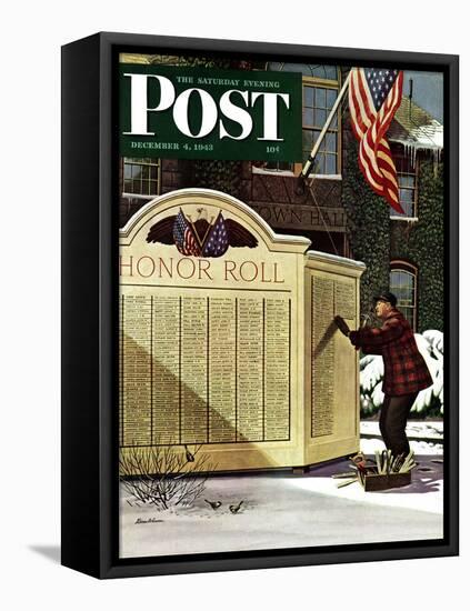 "Honoring the Dead," Saturday Evening Post Cover, December 4, 1943-Stevan Dohanos-Framed Stretched Canvas