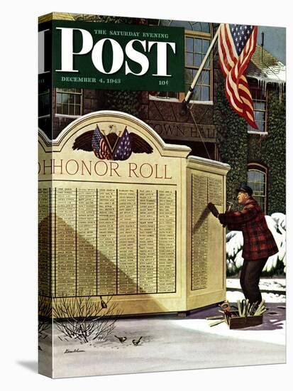 "Honoring the Dead," Saturday Evening Post Cover, December 4, 1943-Stevan Dohanos-Stretched Canvas