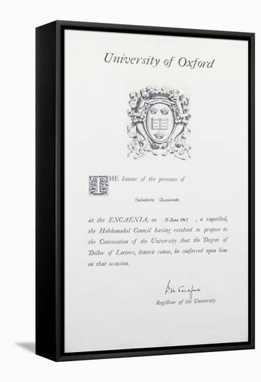 Honoris Causa Degree of Salvatore Quasimodo-null-Framed Stretched Canvas