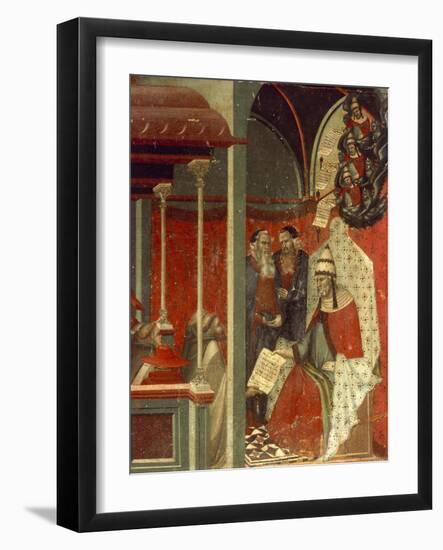 Honorius III Approving Carmelite Rule, Detail from Predella of Altarpiece for the Carmine-Pietro Lorenzetti-Framed Giclee Print