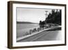 Hood Canal, WA View of Highway along water Photograph - Hood Canal, WA-Lantern Press-Framed Art Print