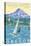 Hood River, OR - Wind Surfers & Kite Boarders-Lantern Press-Stretched Canvas