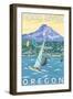 Hood River, OR - Wind Surfers & Kite Boarders-Lantern Press-Framed Art Print