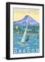 Hood River, OR - Wind Surfers & Kite Boarders-Lantern Press-Framed Art Print