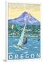Hood River, OR - Wind Surfers & Kite Boarders-Lantern Press-Framed Art Print