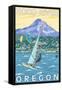 Hood River, OR - Wind Surfers & Kite Boarders-Lantern Press-Framed Stretched Canvas