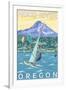 Hood River, OR - Wind Surfers & Kite Boarders-Lantern Press-Framed Art Print