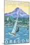 Hood River, OR - Wind Surfers & Kite Boarders-Lantern Press-Mounted Art Print