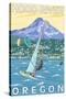 Hood River, OR - Wind Surfers & Kite Boarders-Lantern Press-Stretched Canvas