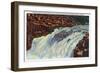 Hood River, Oregon - View of Salmon Jumping Punch Bowl Falls-Lantern Press-Framed Art Print