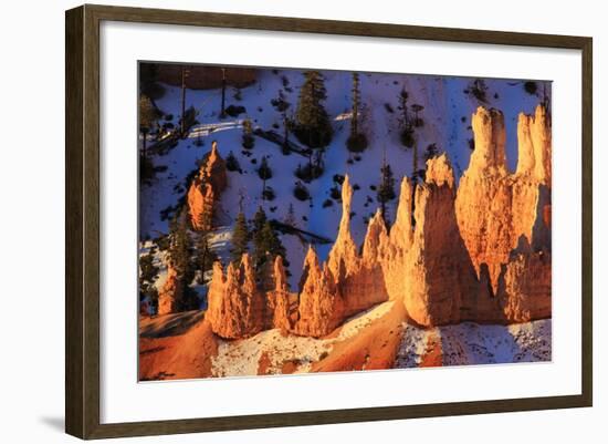 Hoodoos and Snow Lit by Strong Dawn Light in Winter-Eleanor Scriven-Framed Photographic Print