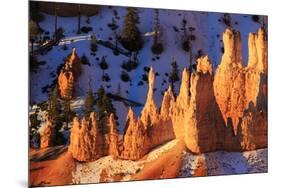 Hoodoos and Snow Lit by Strong Dawn Light in Winter-Eleanor Scriven-Mounted Photographic Print