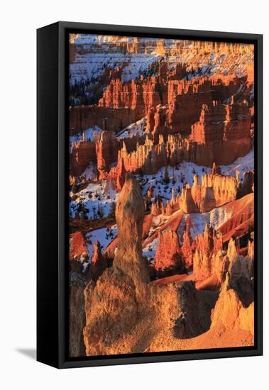 Hoodoos and Snow Lit by Strong Dawn Light-Eleanor Scriven-Framed Stretched Canvas