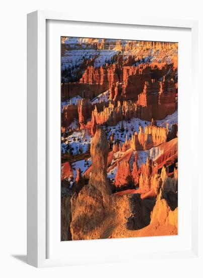 Hoodoos and Snow Lit by Strong Dawn Light-Eleanor Scriven-Framed Photographic Print