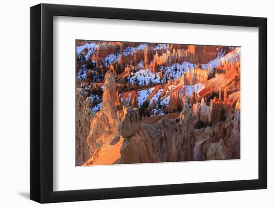 Hoodoos and Snow Lit by Strong Dawn Light-Eleanor Scriven-Framed Photographic Print