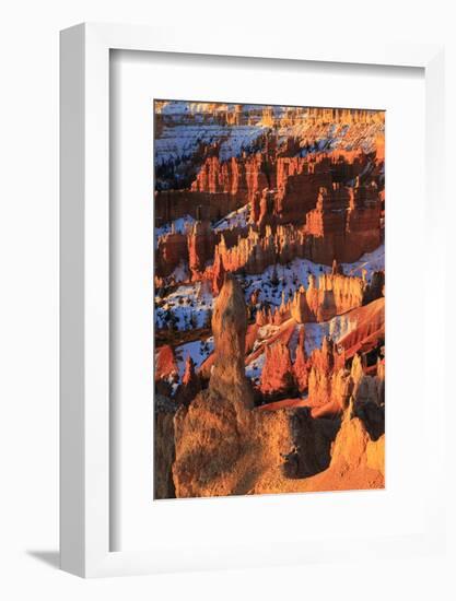 Hoodoos and Snow Lit by Strong Dawn Light-Eleanor Scriven-Framed Photographic Print