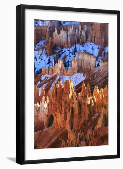 Hoodoos and Snow Lit by Strong Late Afternoon Sun in Winter-Eleanor Scriven-Framed Photographic Print