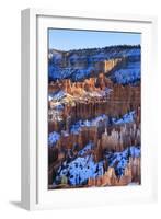 Hoodoos and Snowy Rim Cliffs Lit by Late Afternoon Sun, Winter, Near Sunrise Point-Eleanor Scriven-Framed Photographic Print