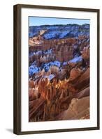 Hoodoos and Snowy Rim Cliffs Lit by Strong Late Afternoon Sun in Winter-Eleanor-Framed Photographic Print