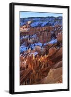 Hoodoos and Snowy Rim Cliffs Lit by Strong Late Afternoon Sun in Winter-Eleanor-Framed Photographic Print